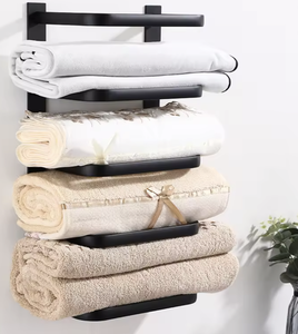 OEM/ODM Vietnam Modern Matt Black Towel Rack – 5-Layer Self Adhesive Bathroom Storage <b>Shelf</b> Organizer - Product Image 2