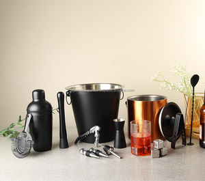 Juego de Herramientas de Bar de Acero Inoxidable con Soporte de Madera - Kit de Coctelería Negro de 10 Piezas para Uso en el Hogar y Bar - Product Image 5