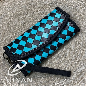 New Arrival Tooled Genuine Leather <b>Wristlet</b> Wallet for Women Checkered Pattern Large Capacity Clutch Credit Card Holder Wallets - Product Image 1
