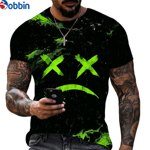 Camiseta de Hombre con Diseño 3D Divertido y Logotipo Frontal, Tela de 300g, Cuello Redondo, Manga Corta, Transpirable, con Estampado Facial - Product Image 1