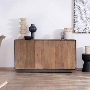 Vandana Crystal Essence 3-door mango wood <b>sideboard</b> in a clean, minimalist style, Santo, 150 cm - Product Image 1