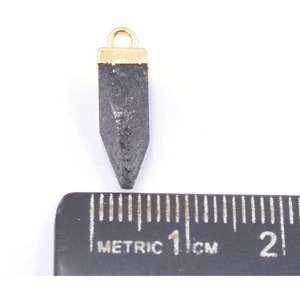 Venta al por Mayor de Piedras Preciosas Naturales de Calidad, Piedra Solar Negra Natural de 19-21 mm en Forma de Cono, Colgante de Piedra Preciosa Natural Chapado en Oro de 18K - Product Image 2