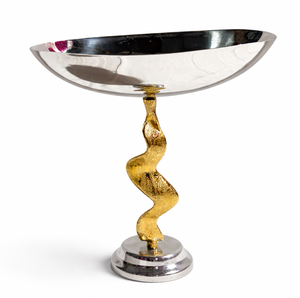 Contemporary Round Metal Marble & Wood Eco-Friendly <b>Disposable</b> Serving Tray for Party and Home Decor - Product Image 1