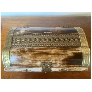 Vintage Bone And Brass Chest Style Trinket Jewelry Box at reasonable rate by ZAMZAM IMPEX