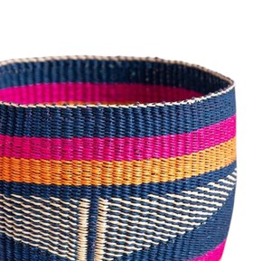 Cesta de mimbre marino al por mayor con diseño de bloques de color a rayas, contenedor de almacenamiento y cesto de ropa sucia con asas - Product Image 3