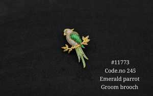 11773Emerald Parrot Brooch Enamel Bird Pin Zircon <b>Gold</b> Plated Lapel Brass brooch pin Jewelry for Wedding Suit Decoration - Product Image 3