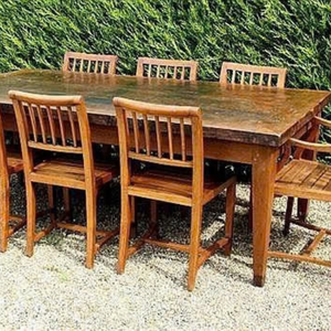 Ensemble de salle à manger de jardin OEM/ODM, mobilier d'extérieur résistant aux intempéries, chaises et table en aluminium, rotin et bois, coussins personnalisés - Product Image 1