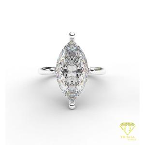 Anillo de Compromiso Solitario con Diamante Moissanite Corte Marquesa en Oro Rosa, Anillo de Boda Clásico de Cuatro Puntas para Mujer - Product Image 5