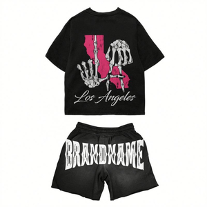 Sweat à capuche zippé respirant et pantalon de survêtement évasé pour homme, style hip-hop hiver, personnalisable, avec broderie et impression effet vieilli, effet délavé - Product Image 1