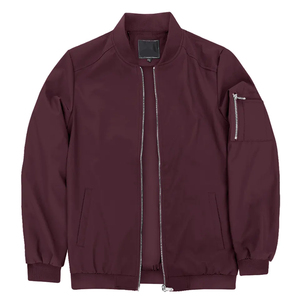 Chaqueta Bomber Negra para Hombre, Color Sólido, Cierre de Cremallera, Cuello Alto, Estilo Casual, Material de Poliéster, Ropa de Otoño - Product Image 3