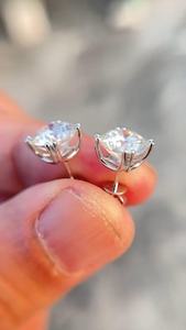 1ct Cushion Cut Lab Grown Diamond <b>Stud</b> Earrings: 14K Gold Solitaire - Product Image 4