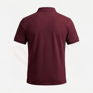 Polo Oxford à manches courtes pour homme, couleur bordeaux, coupe classique, tissage uni, style boutonné sur le devant - Product Image 2