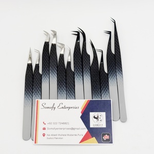 Pince à épiler Somofy Enterprises double teinte pour extensions de cils, avec grip diamanté solide en acier inoxydable et pointe lisse - Product Image 2