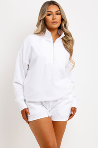 Sudadera con capucha para mujer, estilo vintage, blanca, personalizada, de forro polar, para invierno, con cuello alto, deportiva, transpirable, extragrande, con media cremallera, cómoda - Product Image 4