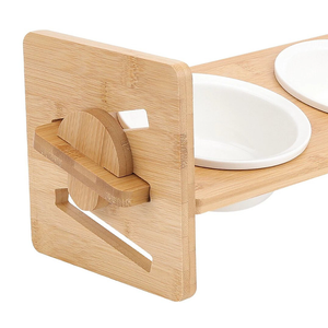 Ergonomic Eco Bamboo Pet Stand S M L Tilted <b>Raised</b> <b>Dog</b> Cat <b>Bowl</b> 304 Stainless Steel Ceramic Feeder Vietnam - Product Image 4