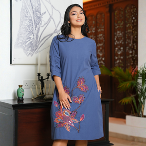 Elegante Vestido Azul de Algodón para Mujer - Product Image 4