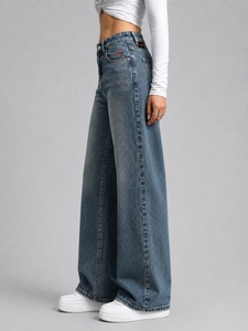 Loose Fit Denim Pants <b>Elastic</b> <b>Waist</b> Wide Leg Casual Blue <b>Jeans</b> Comfortable Soft Fashion Women Trousers for Travel and Everyday - Product Image 2
