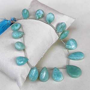 Perles de jaspe bleu vert naturel taillées en brillant, brin de 9 pouces, pierres précieuses pour la fabrication de bijoux, Gemmes Zubeda, évaluées par un tiers - Product Image 4
