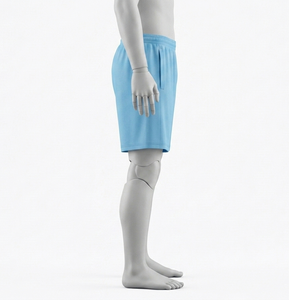 Shorts pour homme en polyester respirant, bleu clair, taille élastique, coupe classique, couleur unie, vêtements de sport d'été - Product Image 3