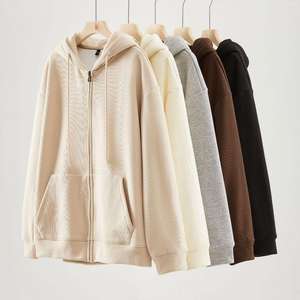 Sweat à capuche d'hiver épais unisexe avec fermeture éclair sur le devant, logo personnalisé, en molleton coton/polyester, coupe classique, écologique, respirant, perlé - Product Image 1