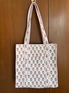 Handcrafted High Quality <b>Lightweight</b> Reusable Eco-Friendly Lily Floral Quilted Cotton Tote <b>Bag</b> Premium Ethnic Large Capacity - Product Image 3