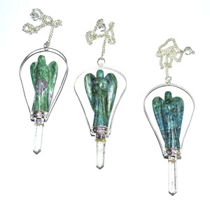 Piedra semipreciosa Artesanía Triquetra Chakra Jaula Péndulo Cono - Product Image 6