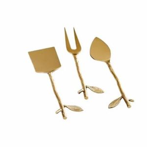 Ensemble de couteaux à fromage à manche en céramique florale avec lames en acier inoxydable poli miroir, compatibles lave-vaisselle, ustensiles de service pour fêtes - Product Image 3