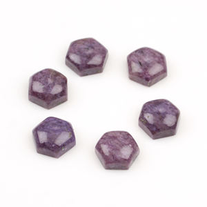 Lepidolita Morada Natural de Alta Calidad, Cabujón Hexagonal Plano de 12x12mm, Gema Suelta Lisa para Joyería y Anillos - Product Image 2