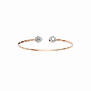 Bracelet jonc HIPHOPSTAR en or rose 18 carats avec diamants de laboratoire de forme poire ovale, 30 pierres de diamants certifiées IGI, tendance pour femmes - Product Image 1