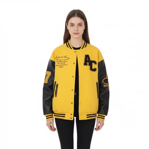 Blouson bomber urbain coupe ample – Gris anthracite foncé avec manches en cuir, épaules tombantes - Product Image 1