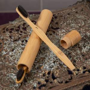 Minimalist Wooden <b>Toothbrush</b> <b>Holder</b> Eco Friendly Bamboo Bathroom Countertop Organizer Stand - Product Image 6