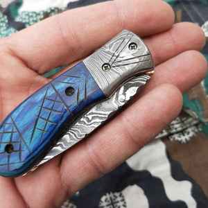 Cuchillo de caza de acero de Damasco hecho a mano con mango de hueso y madera, tamaño personalizado, lote de cuchillos de hoja fija para acampar y desollar. - Product Image 2