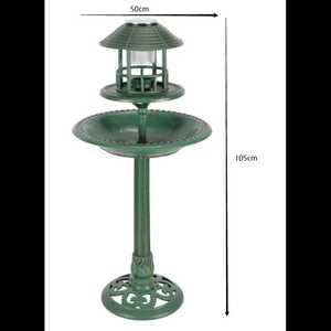 Baignoire à oiseaux solaire en verre avec motif floral coloré, pour jardin, extérieur, art paysager, éclairage et station d'alimentation pour oiseaux sauvages - Product Image 3