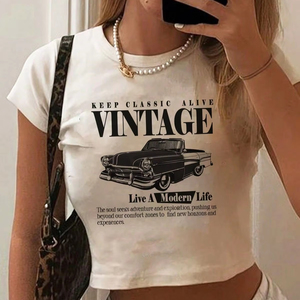 T-shirt décontracté pour femme, personnalisé, en gros, noir et blanc, imprimé contrasté, col rond, coupe ajustée, grandes tailles - Product Image 1