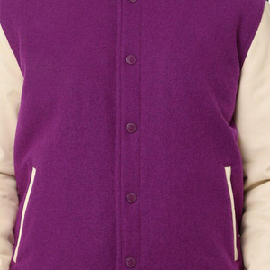 OEM Custom Purple Wool Body Cream Leather Sleeve <b>Varsity</b> <b>Bomber</b> <b>Jacket</b> <b>Men</b> Streetwear College Baseball <b>Jacket</b> Wholesale - Product Image 4