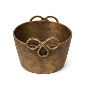 Modern Matte Black Round <b>Ice</b> Bucket With Ornate Celtic Knot Handles Premium Party Wine Beer Chilling Beverage Tub For Serving - Product Image 2