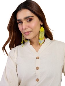 Salwar Kameez de Algodón Blanco para Mujer, Corte Holgado, Estilo Casual, Largo hasta el Tobillo, Estilo India Pakistán, para Todas las Temporadas - Product Image 4