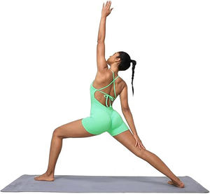 Combinaison de yoga à col montant pour femme, sans couture, tenue de sport, dos découpé, manches longues, en Spandex et Polyester, taille croisée sculptante - Product Image 5