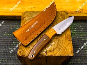 8" Total Length OEM Custom Stainless Steel Camping Hunting <b>Knife</b> Wood Drop Point Razor <b>Sharp</b> Leather Sheath Bulk Wholesale - Product Image 3