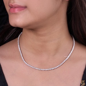 3.00mm Moissanite Tennis <b>Necklace</b> in 925 Sterling Silver | Diamond Tennis Chain <b>Necklace</b> Luxury Jewelry for Women - Product Image 1