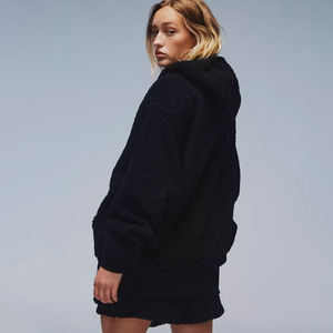 Unisex Oversized <b>Fleece</b> <b>Jacket</b> Hooded Zipper Closure Thick Sherpa <b>Lining</b> Long Sleeve Casual Winter Wear - Product Image 2