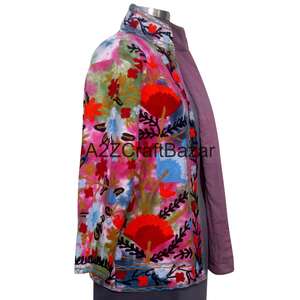 Blouson Bomber Vintage à Motifs Floraux Printemps-Hiver Multi-Saisons 100% Coton Respirant Séchage Rapide Écologique Design Dessiné à la Main - Product Image 4