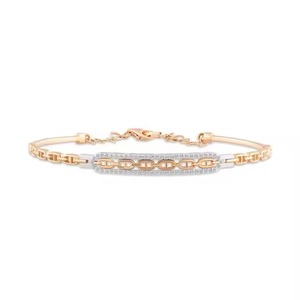 New Round Shape Moissanite Diamond Tennis Bracelet Bezel Setting 18K Yellow Gold Diamond Bracelet for Both <b>Men</b> and Women - Product Image 2