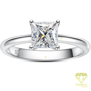 Princess Cut Moissanite Engagement <b>Ring</b> VVS <b>Solitaire</b> 925 Sterling <b>Silver</b> Luxury Bridal Wedding Jewelry <b>Ring</b> For Women - Product Image 3