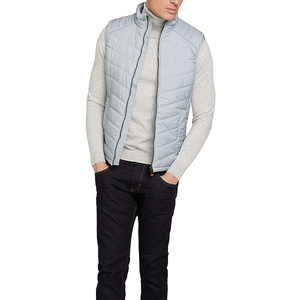 Chaleco Acolchado Azul Claro para Hombre, Cuello Alto, Cierre de Cremallera, Cortavientos, Informal, Relleno de Poliéster, Bolsillos, Largo Regular - Product Image 6