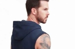 Débardeur à capuche sans manches pour homme, coupe classique, en molleton tricoté respirant, motif dessin animé, vêtement décontracté d'hiver, 100 % coton - Product Image 3