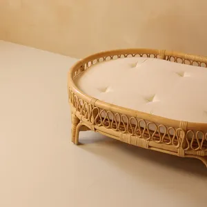 Lit pour animaux de compagnie en rotin tissé à la main, lit pour chien et chat en osier naturel, maison de couchage pour animaux de compagnie écologique faite à la main, meubles pour animaux de compagnie - Product Image 3