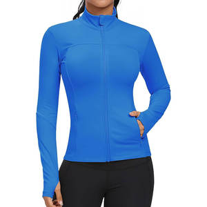 Chaqueta de yoga cómoda para mujer con cremallera, manga larga, ropa deportiva, corte ajustado, secado rápido, transpirable, para correr - Product Image 1