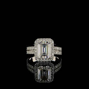 แหวนหมั้นเพชรโมอิสสีเงินโมอิสสี925แนววินเทจสำหรับผู้หญิงแหวนแต่งงานทำจากหินด้านข้างสวยงาม - Product Image 6