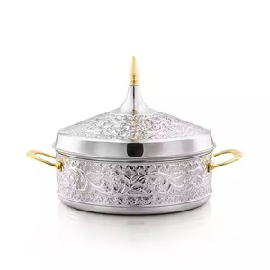 Casserole en argent gravée de luxe, idéale pour les présentations festives, les réceptions et les occasions spéciales, provenant d'Inde. - Product Image 3